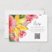 Kleurrijke Floral QR Code Tropische Bruiloft RSVP Kaartje (Voorkant)