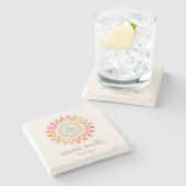 Kleurrijke Floral Rainbow Lotus Flower Mandala Stenen Onderzetter (Zijkant)