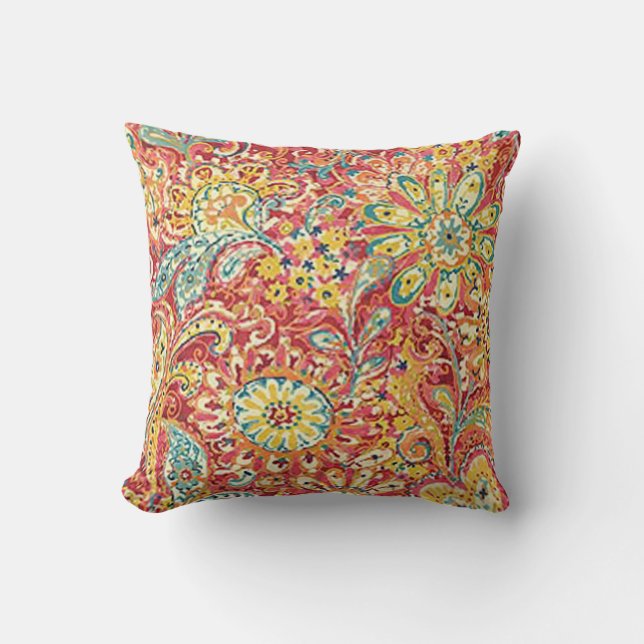 Kleurrijke Floral Reversible Pillow Kussen (Voorkant)