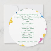 Kleurrijke Floral Round Vine Wreathe-uitnodigingen Kaart (Achterkant)