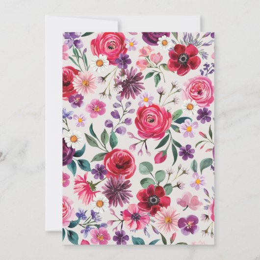 Kleurrijke Floral Save The Date (Achterkant)