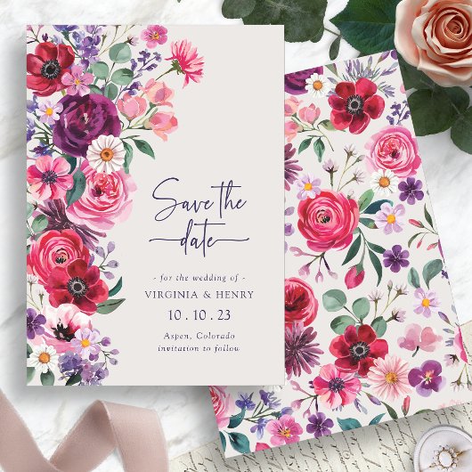 Kleurrijke Floral Save The Date