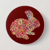 Kleurrijke Floral Silhouette Paashaas Button (Voorkant)