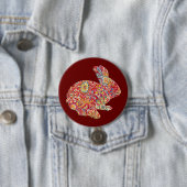 Kleurrijke Floral Silhouette Paashaas Button (In situ)