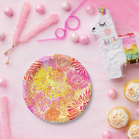 Kleurrijke Floral Spring Papieren Bordje (Feest)