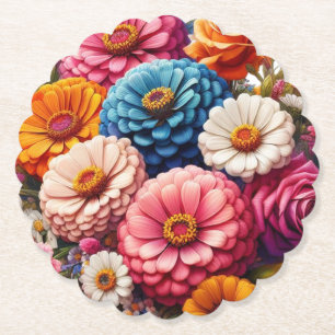 Kleurrijke Floral/Spring Zinnia/Roos Kartonnen Onderzetters