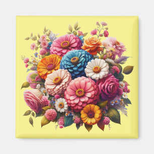 Kleurrijke Floral/Spring Zinnia/Roos Magneet