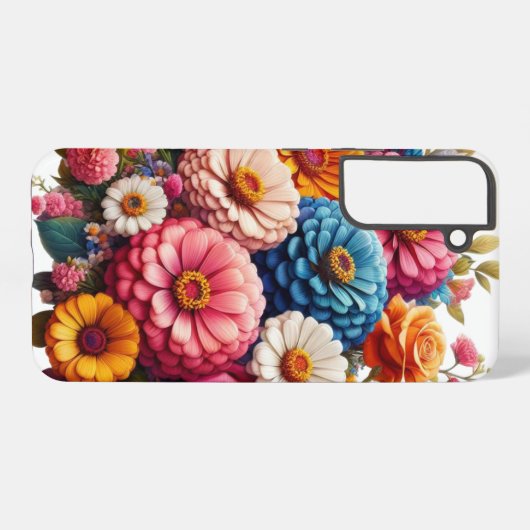 Kleurrijke Floral/Spring Zinnia/Roos Samsung Galaxy Hoesje (Achterkant horizontaal)