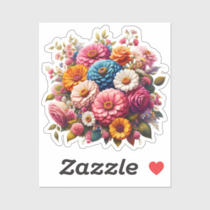 Kleurrijke Floral/Spring Zinnia/Roos Sticker