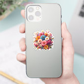 Kleurrijke Floral/Spring Zinnia/Roos Sticker (Telefoon)