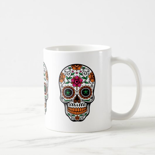 Kleurrijke Floral Sugar Skull 4 Koffiemok (Rechts)