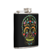 Kleurrijke Floral Sugar Skull Burning Candles Heupfles (Rechts)