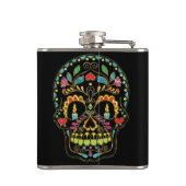 Kleurrijke Floral Sugar Skull Burning Candles Heupfles (Achterkant)