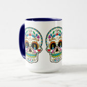 Kleurrijke Floral Sugar Skull Burning Candles Mok (Voorkant links)