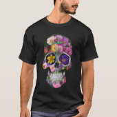 Kleurrijke Floral Sugar Skull Day of the Dead T-shirt (Voorkant)