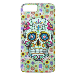 Kleurrijke Floral Sugar Skull & Diamonds Glitter Case-Mate iPhone Case