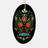 Kleurrijke Floral Sugar Skull Glitter en Gold Keramisch Ornament (Rechts)