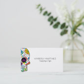 Kleurrijke Floral Sugar Skull op White Visitekaartje (Staand voorkant)