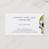 Kleurrijke Floral Sugar Skull op White Visitekaartje (Achterkant)