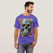Kleurrijke Floral Sugar Skull Shirt (Voorkant volledig)