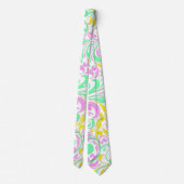 Kleurrijke Floral Swirls Stropdas (Achterkant)