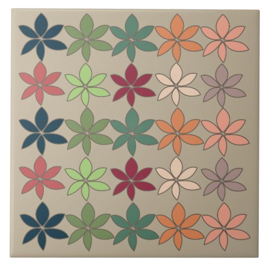 Kleurrijke Floral Tegeltje (Voorkant)