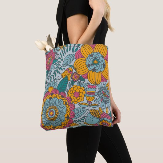 Kleurrijke Floral Tote Bag (Dichtbij)