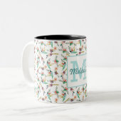 Kleurrijke Floral Tweekleurige Koffiemok (Voorkant links)