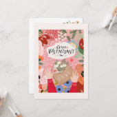 Kleurrijke Floral-Valentijn Kaart (Voorkant / Achterkant in situ)