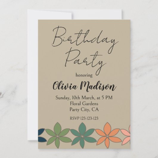 Kleurrijke Floral Verjaardag Kaart (Voorkant)