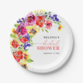 Kleurrijke Floral Vrijgezellenfeest papier Borden Papieren Bordje (Voorkant)