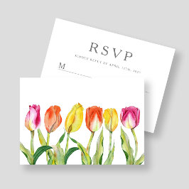 Kleurrijke Floral Waterverf Tulip Pasen RSVP Kaartje
