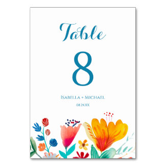 Kleurrijke Floral Waterverf Wedding Kaart