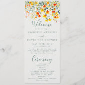 Kleurrijke Floral Waterverf Wedding Programmakaart (Voorkant)