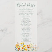 Kleurrijke Floral Waterverf Wedding Programmakaart (Achterkant)