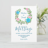 Kleurrijke Floral Waterverf Wreath Wedding Kaart (Staand voorkant)