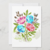 Kleurrijke Floral Waterverf Wreath Wedding Kaart (Achterkant)