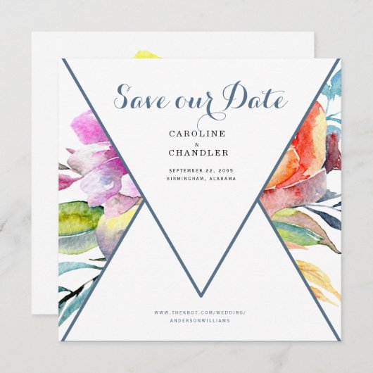 Kleurrijke Floral Weddenschap Bewaar onze Datum We Save The Date (Voorkant / Achterkant)