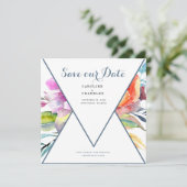 Kleurrijke Floral Weddenschap Bewaar onze Datum We Save The Date (Staand voorkant)