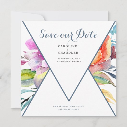 Kleurrijke Floral Weddenschap Bewaar onze Datum We Save The Date (Voorkant)