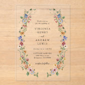 Kleurrijke Floral Wedding Acryl Uitnodigingen (Voorkant)