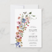 Kleurrijke Floral Wedding Kaart (Voorkant)