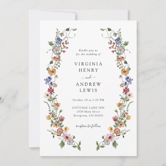 Kleurrijke Floral Wedding Kaart (Voorkant)