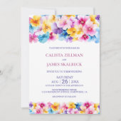 Kleurrijke Floral Wedding Kaart (Voorkant)