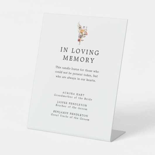 Kleurrijke Floral Wedding Memorial voetstuk teken Reclamebord Met Voetstuk (Voorkant)