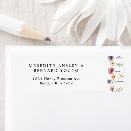 Kleurrijke Floral Wedding Retour Adres Label (Insitu)