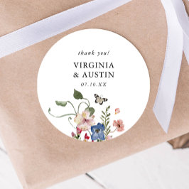 Kleurrijke Floral Wedding Ronde Sticker