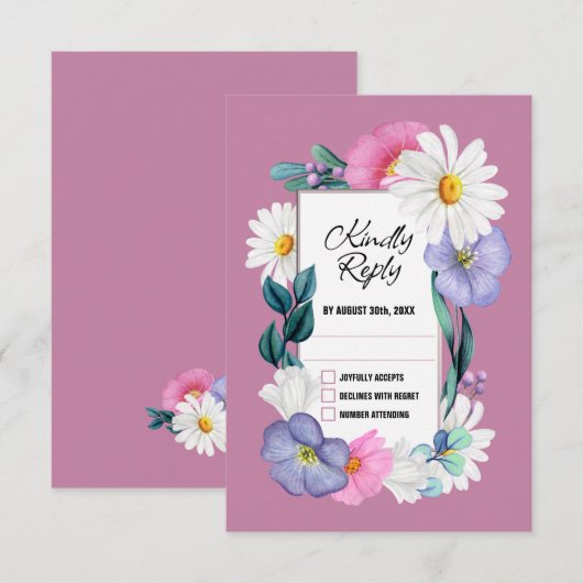 Kleurrijke Floral Wedding RSVP (Voorkant / Achterkant)
