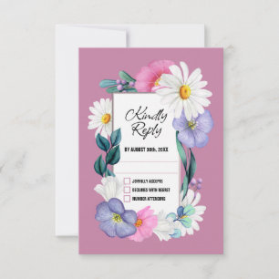 Kleurrijke Floral Wedding RSVP Kaartje