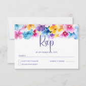 Kleurrijke Floral Wedding RSVP Kaartje (Voorkant)